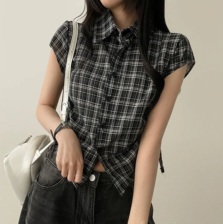 Motsu Check Side String Short Sleeve Shirt