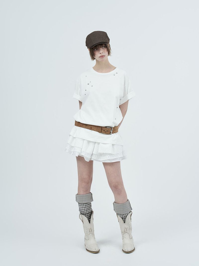 leo lace can-can skirt / white