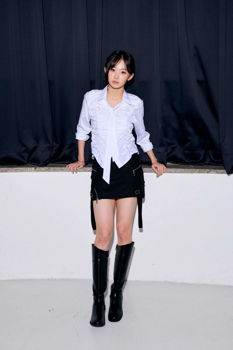 ELISE TIE SHIRRING SHIRT / WHITE