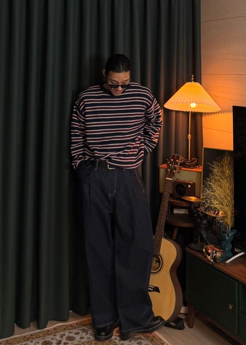 Reverse stripe knit 2COLOR
