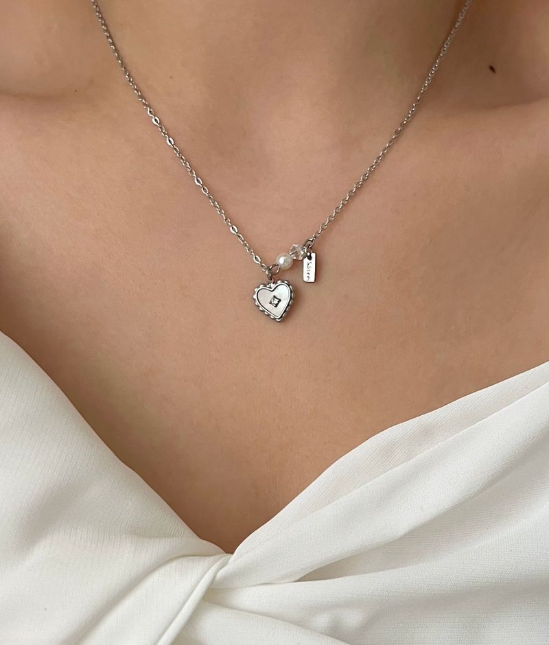 jorr innocent mother-of-pearl hearts and beads cubic star wedding look layered necklace
