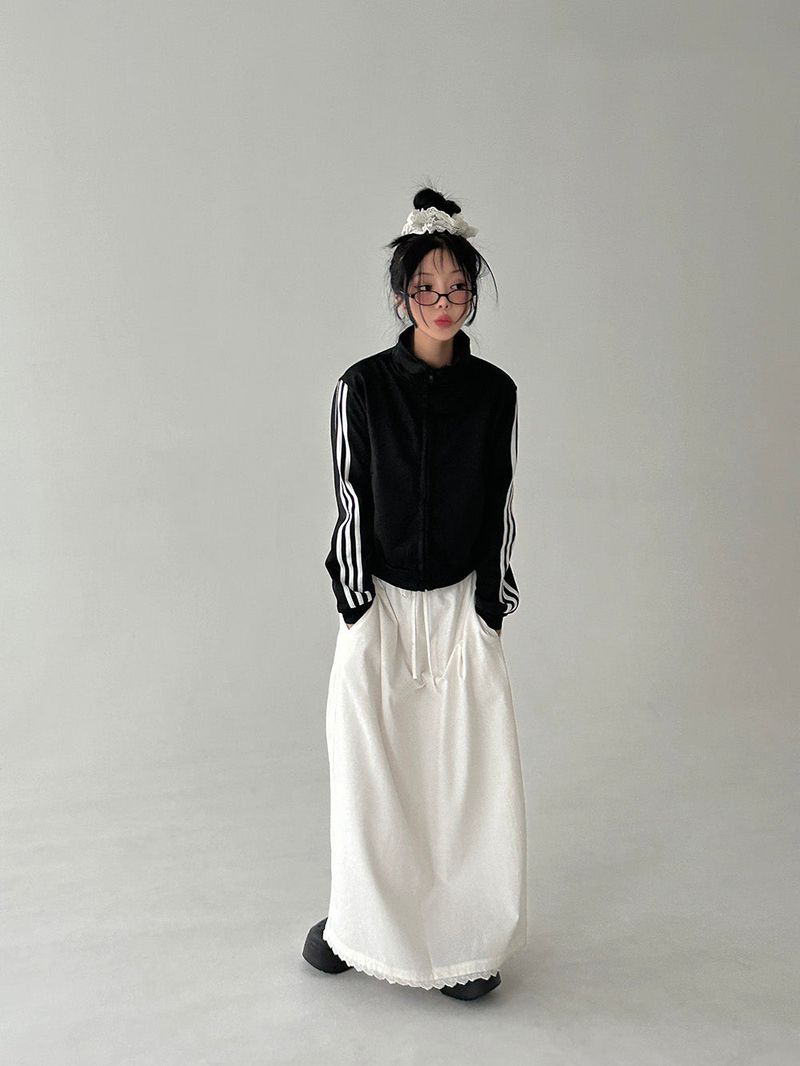 lace string maxi long skirt