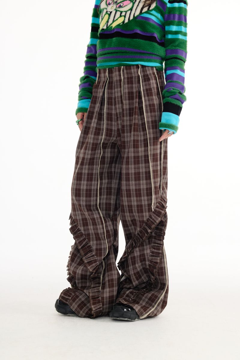 Lace plaid pants
