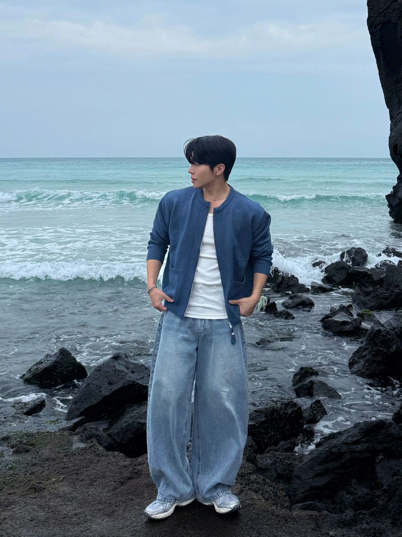 Ring crop knitwear round cardigan