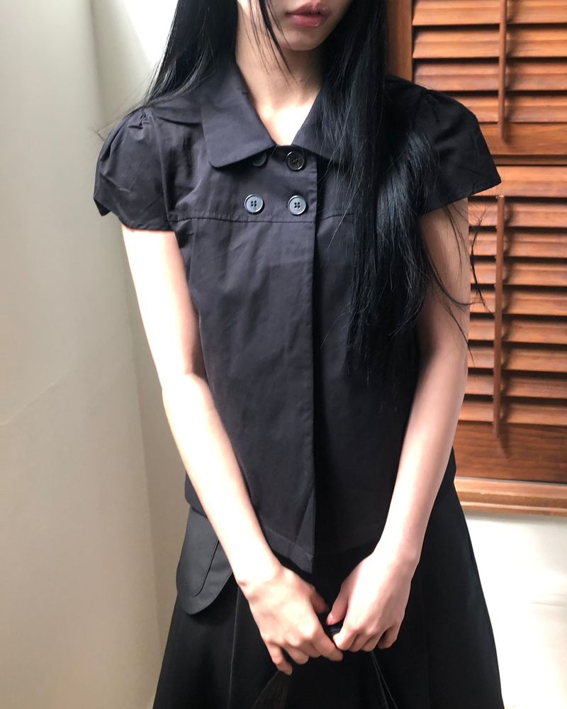 Matia Double Button Short-Sleeve Blouse