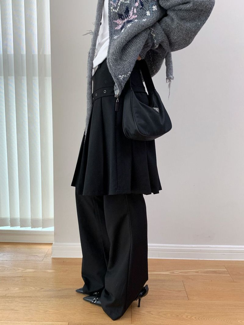 Fake Pleats Skirt Casual Pants