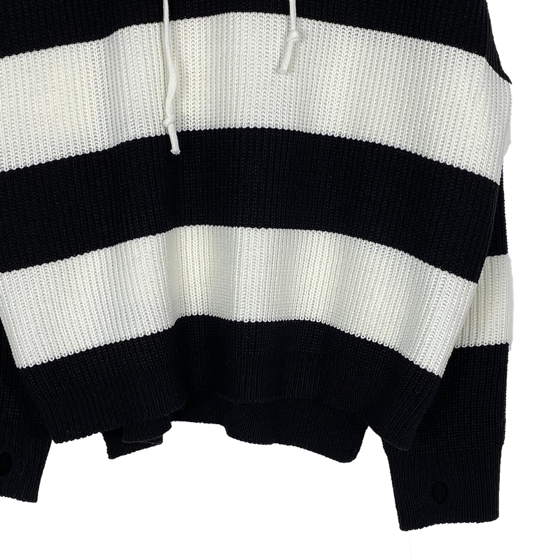 Stripe Warmer Hood-Knitwear
