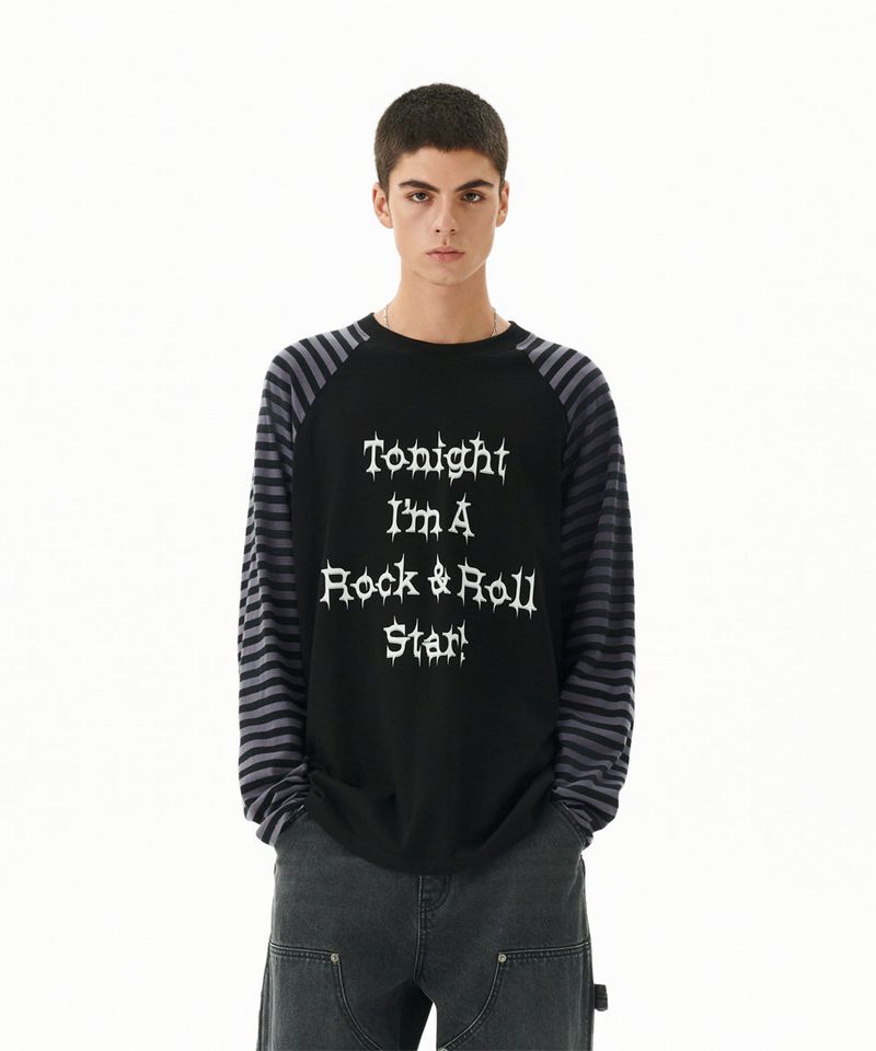ROCK STAR RAGLAN STRIPE LS TEE