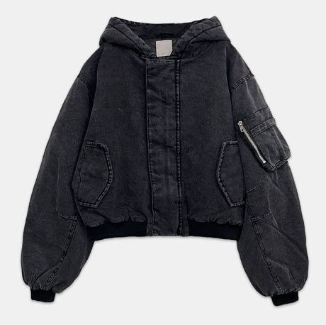 Ber denim padded hooded flight jumper