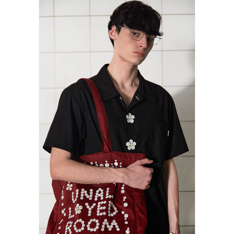 BUTTON LOGO ECO BAG / BURGUNDY