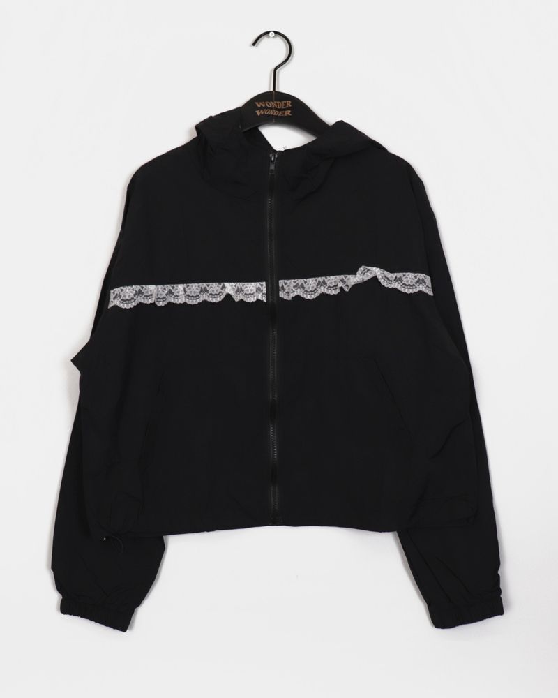 Surf lace hooded windbreaker zip-up