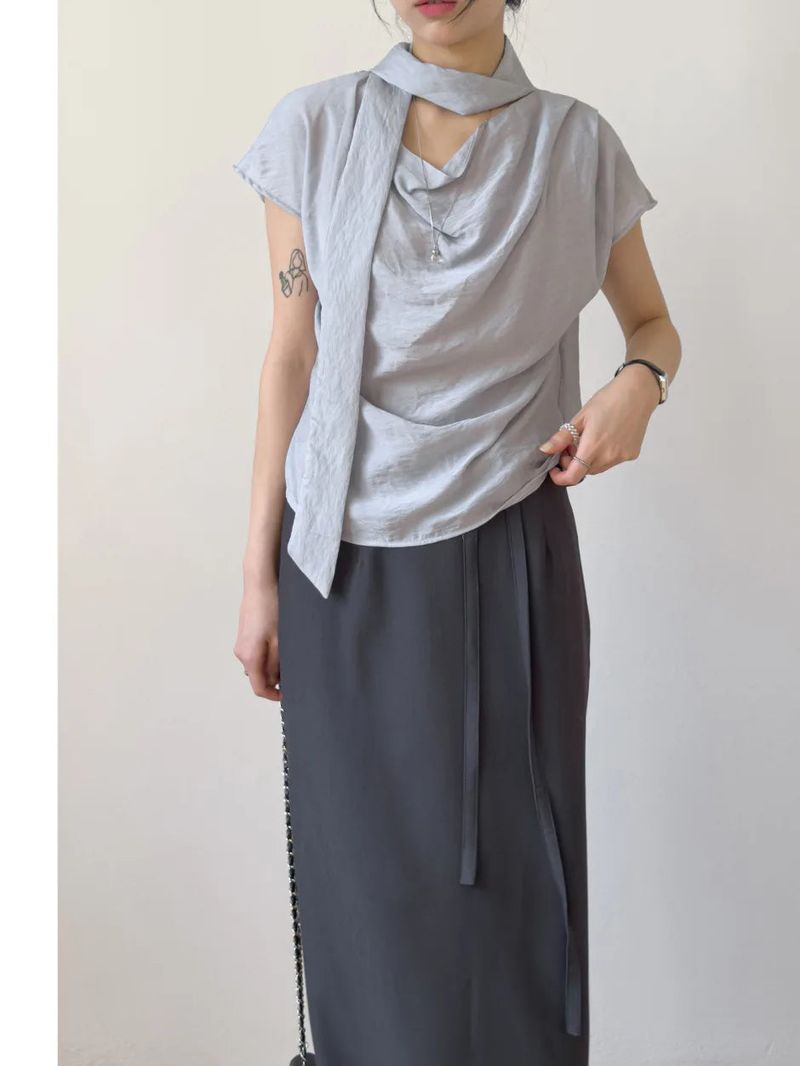 INCHANT ME（インチャントミー）の「[Short Sleeve Version] Meringue Drape Tie Blouse（Tops）」