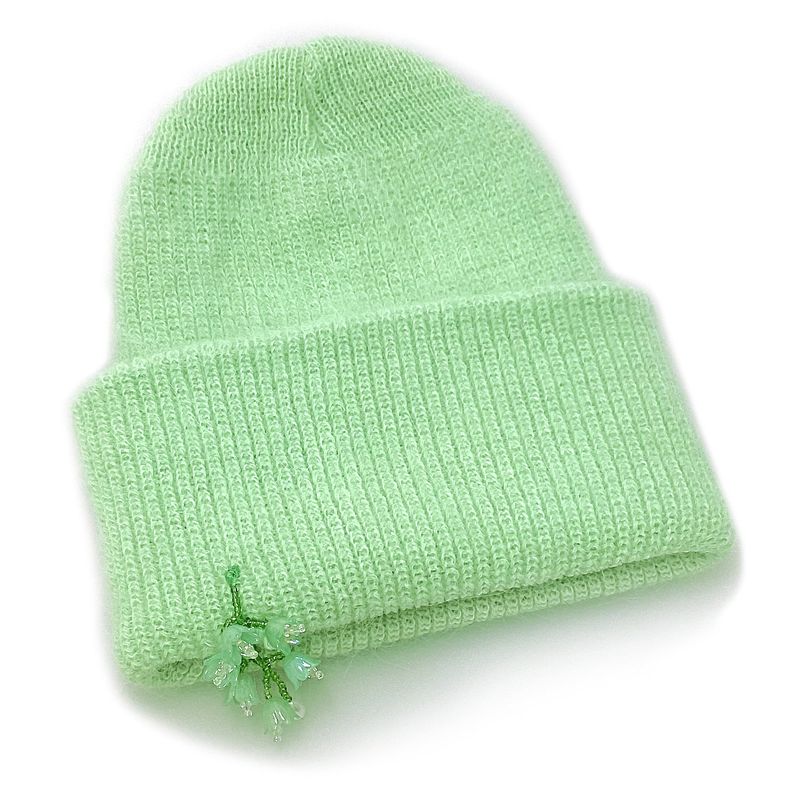 OTHER-worldly（アザーワールドリー）の「Drop Green Flower Beads Beanie [Angora Green]（Hats）」