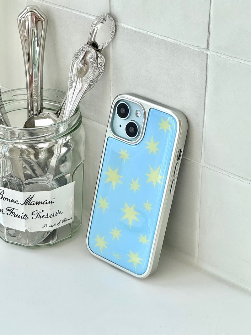 BLUE SPARKLING Silver Epoxy Case