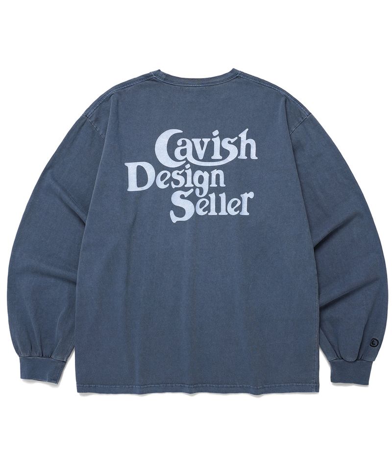 cavish（カビシ）の「ピグメントセラーロゴ LS Tシャツ ブルー(CV2ESUT552A)（トップス）」