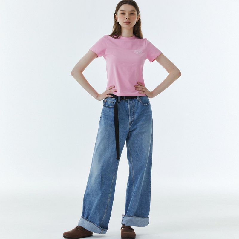 Shape Logo Slim Span T-Shirt Pink