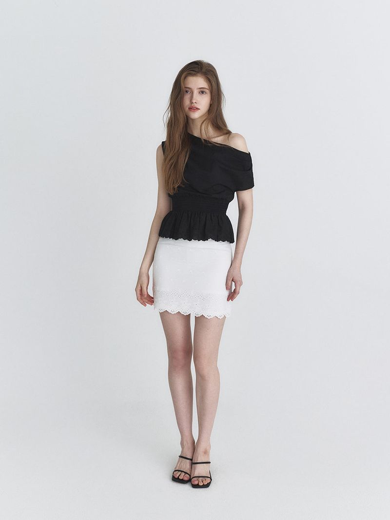 Drape lace blouse (Black)