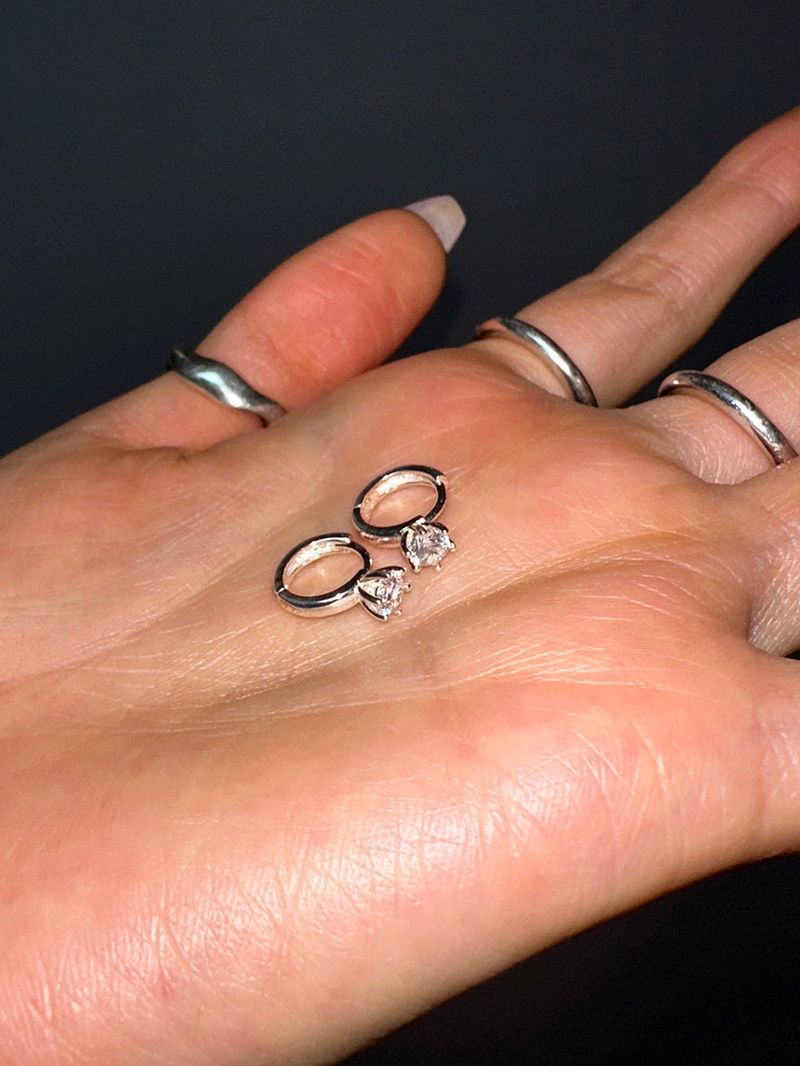 [925silver] Tiny crystal earring