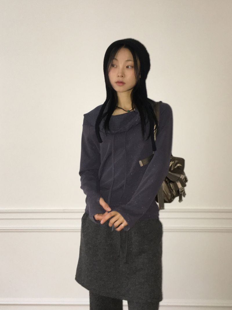 Fisha brushed ribbed skirt pants wide bootcut pants