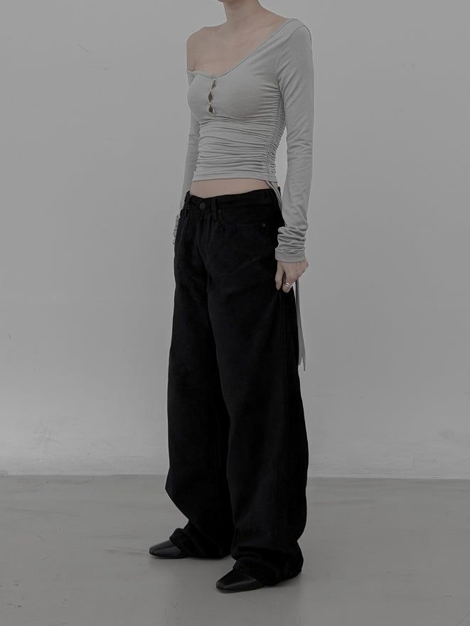 Velvet Denim Wide Pants
