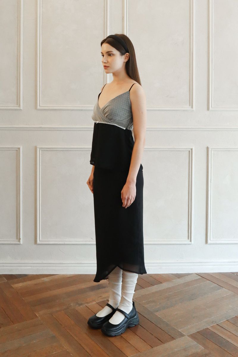  Lisha wrap long skirt (black)
