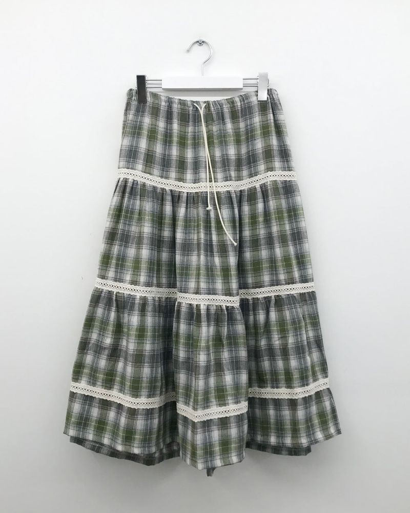 Eden check long skirt (2color)