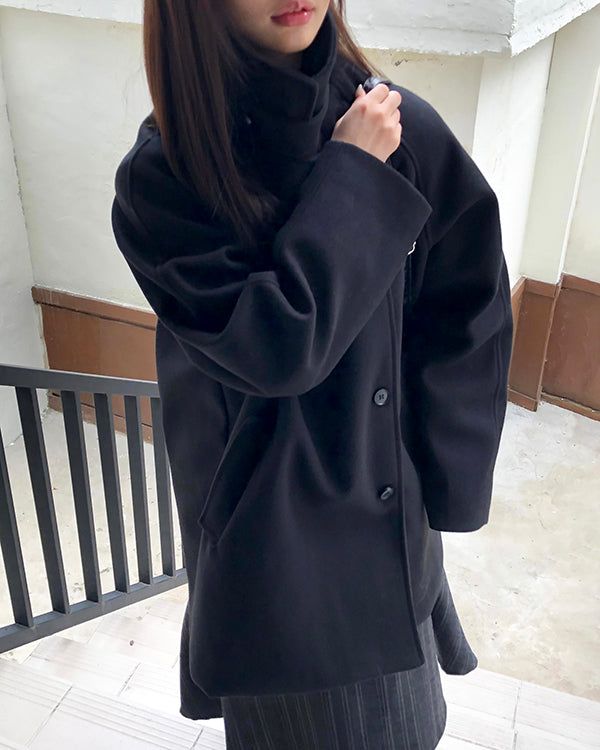 Muchi Balmacaan Oversized Wool Midi Coat