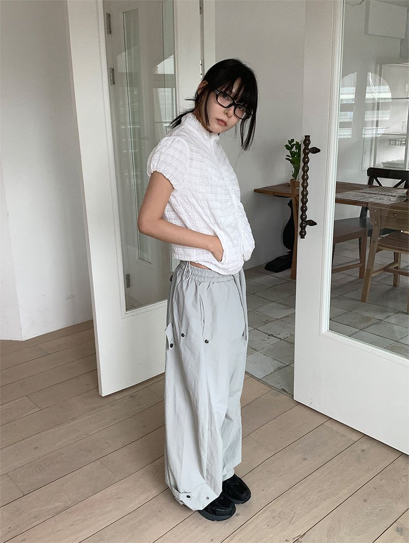 NYLON BIJO SNAP BUTTON PANTS (4C)