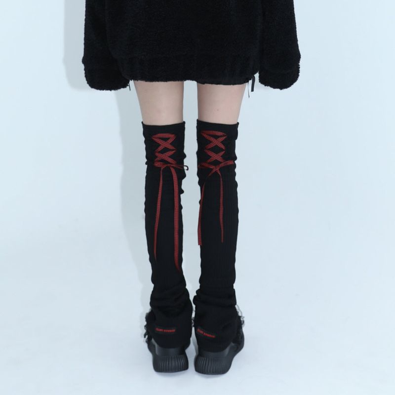 1 1 lace up leg warmer - BLACK