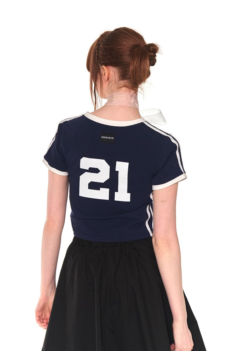 V LINE SPORTY T-SHIRTS (NAVY)