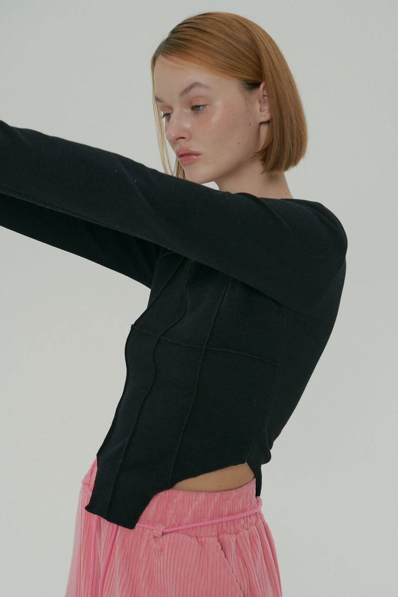 SOFT SQUARE NECK TOP / BLACK