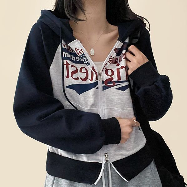 Bijou Nagrang Two Way Cropped Hooded Zip-Up