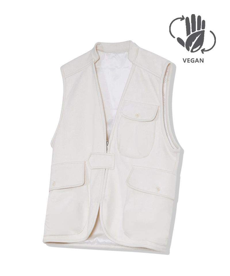 87-STAN025 [Vegan Suede] Multi-pocket Suede Best Ivory