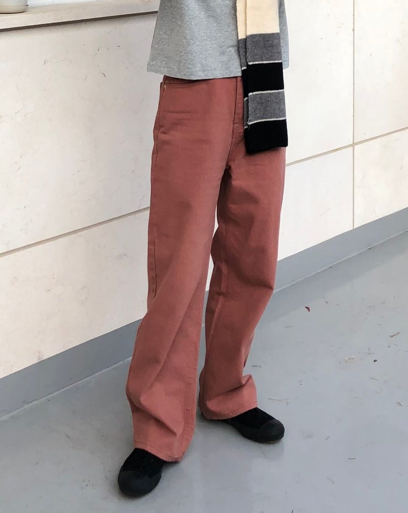 Dried rose semi wide pants