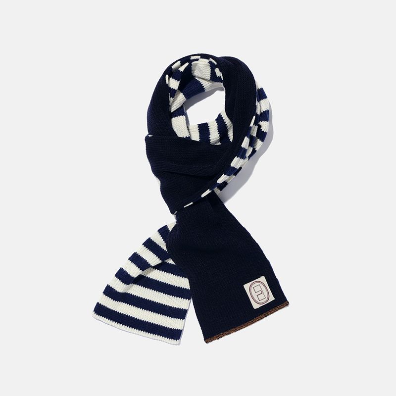 karactor（カラクター）の「ストライプニットマフラー / Navy ivory（ファッション小物）」