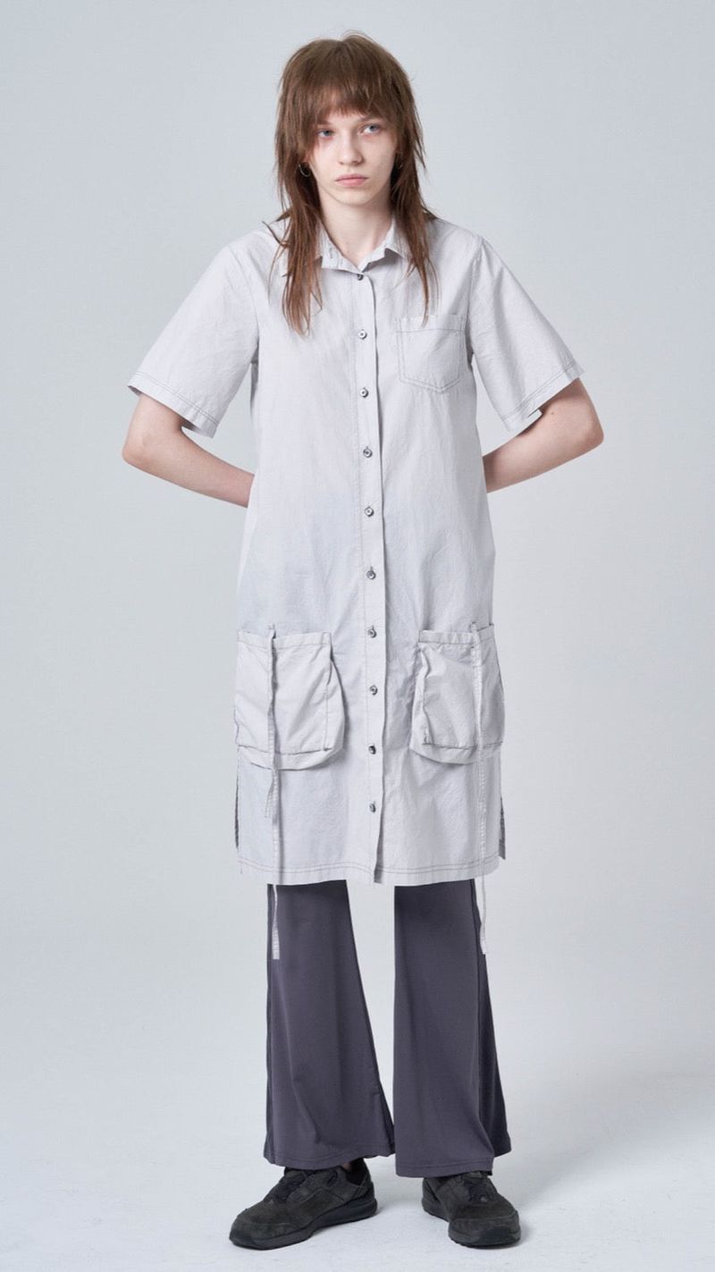 Pocket long shirt_light gray