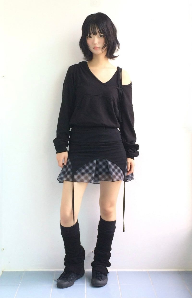 Blooming Check Chiffon Skirt