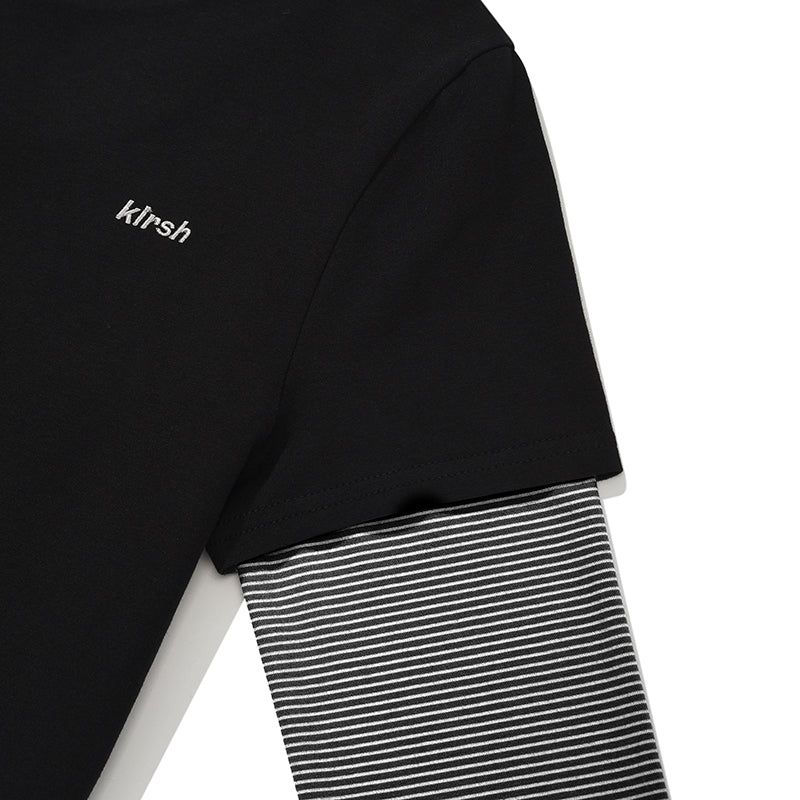 STRIPE LAYERED T-SHIRT 2PACK [BLACK]