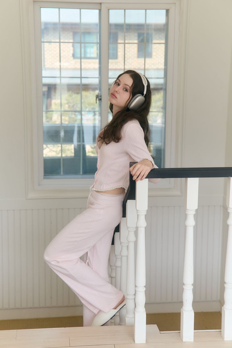 Sweet Dreams Lace Flare Pants (Pink)