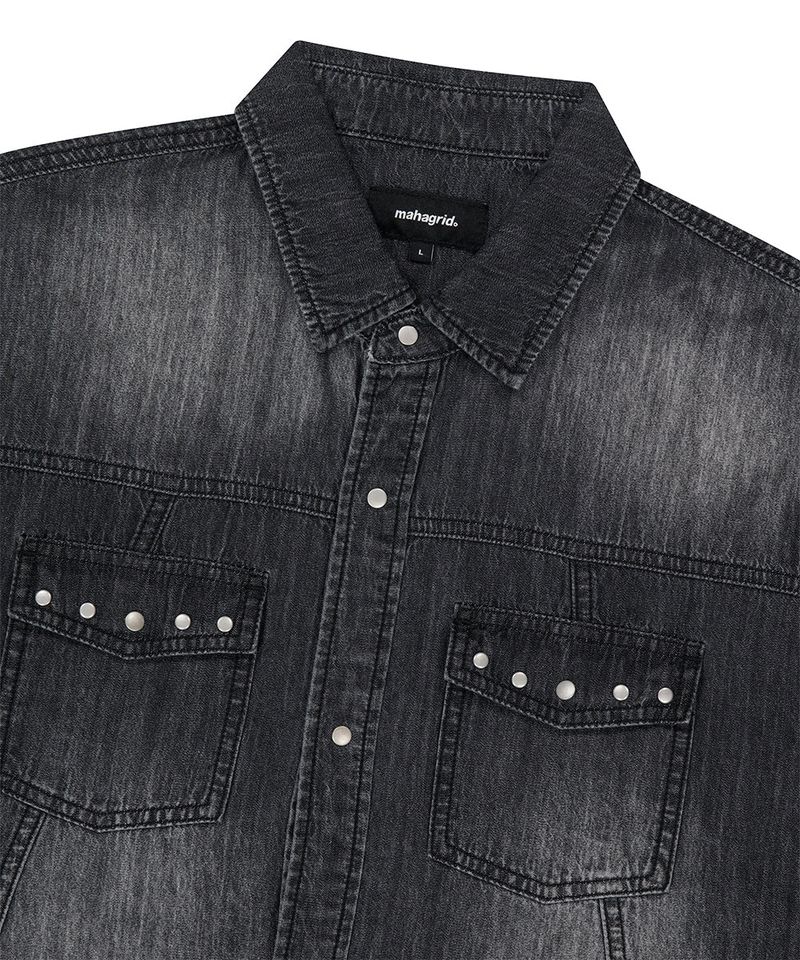 DENIM STUD HALF SHIRT