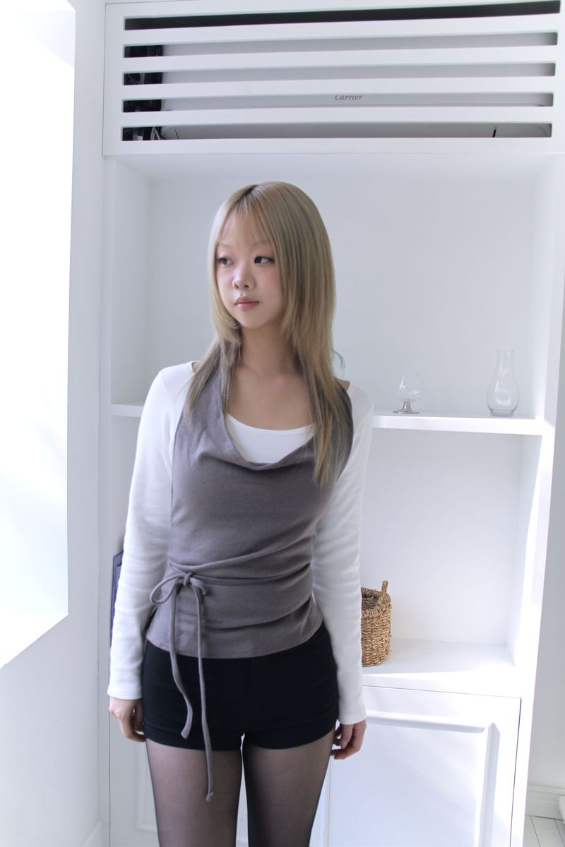 wool halterneck layered sleeveless