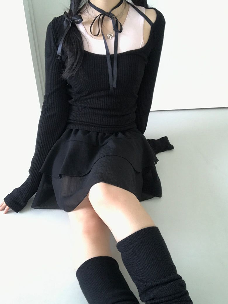 layered ribbed sleeveless