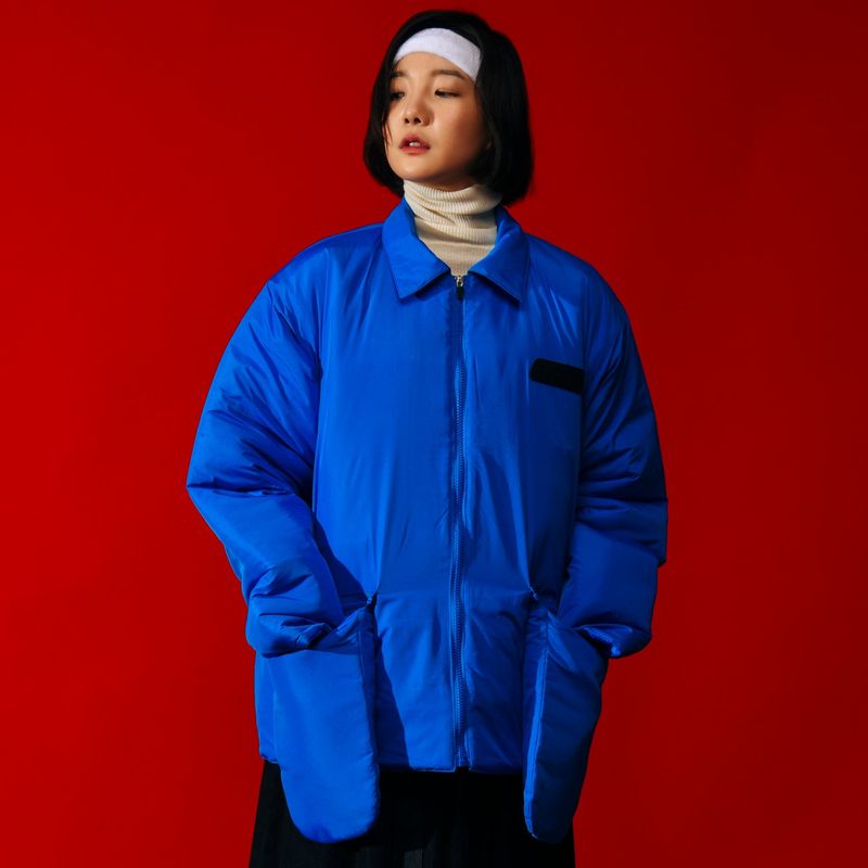 [UNISEX] Padded Coach Jacket (Blue)