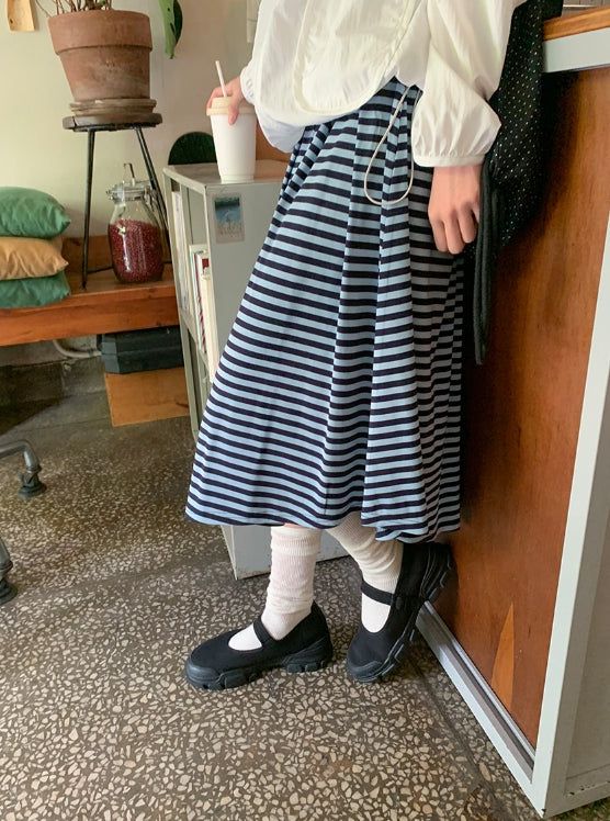 BAON（バオン）の「Ryujini striped long skirt（Skirts）」