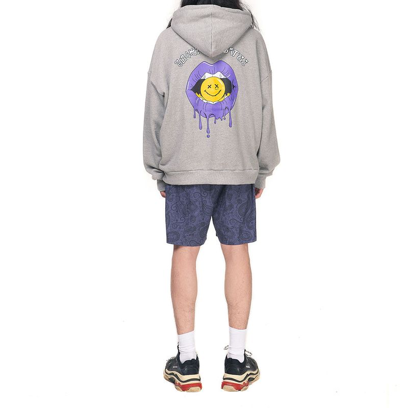 PURPLE LIP HOODIE gray