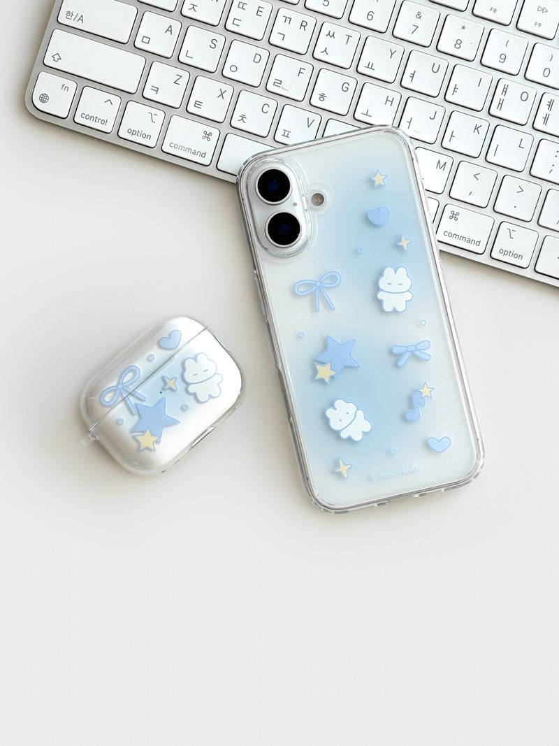 [Gel-hard] Star cat Phone case (Blue) (only case)