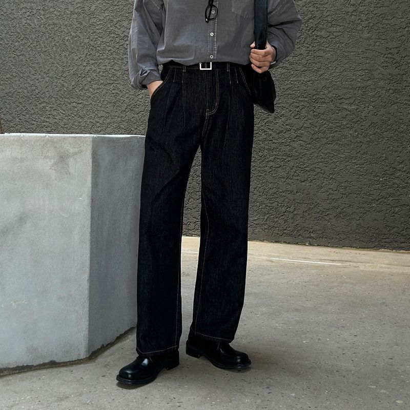 lemenne(ルメンヌ)の「LMN crack raw paper semi-wide denim pants (2 colors)(Pants)」