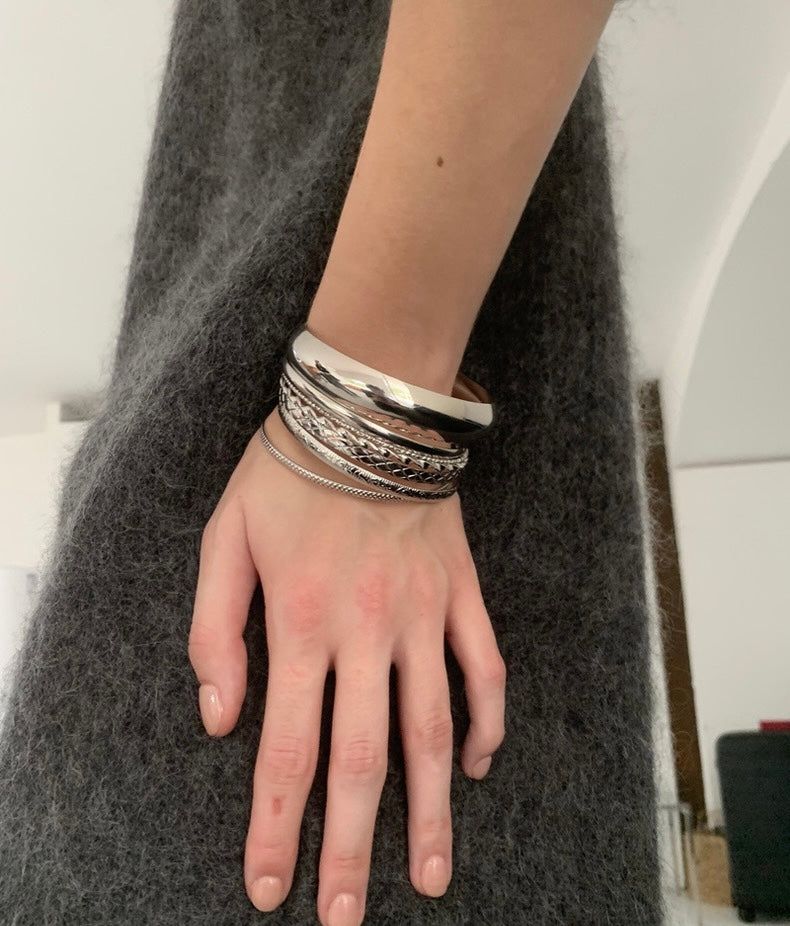 Mixed silver bangle SET