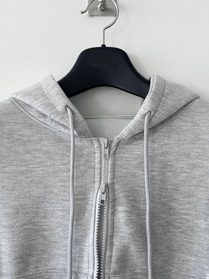 Joli crop two way hood zip up