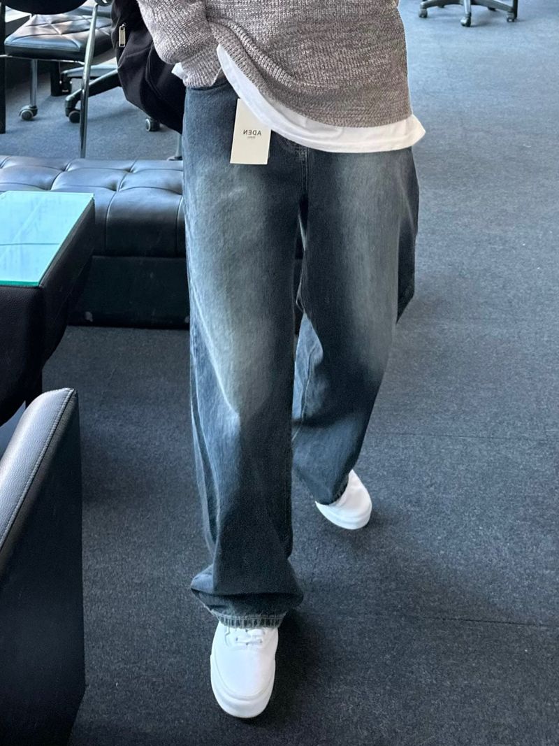 ドローダークブルーデニムパンツ
